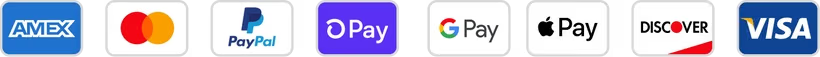 Payment logos: Amex, Mastercard, PayPal, OPay, Google Pay, Apple Pay, Discover, Visa.