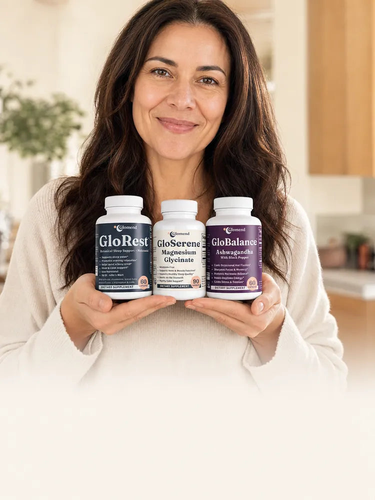 Glomend perimenopause supplements — GloRest, GloBalance and GloSerene