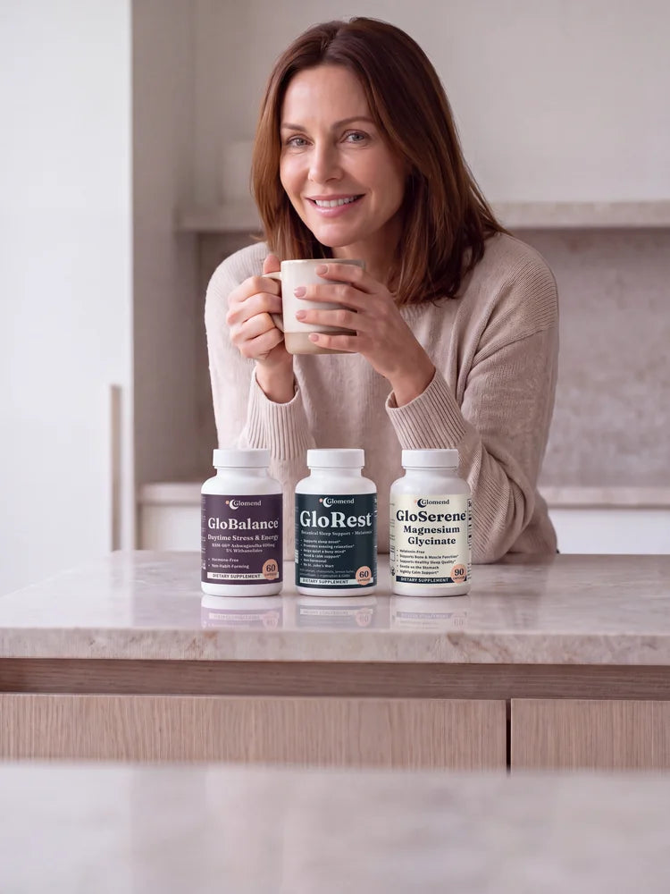 Glomend perimenopause supplements — GloRest, GloBalance and GloSerene